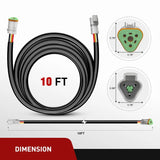 Nilight 2PCS 16AWG 10FT Wire Extension Kit 3Pin Socket DT Connector, view 2