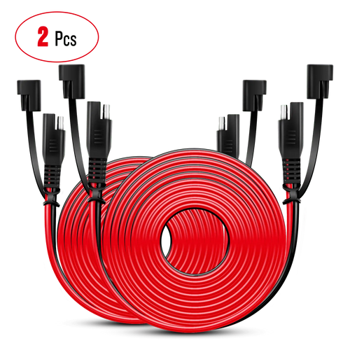 Nilight 2PCS 16AWG 12FT SAE to SAE Extension Cable 2-Pin Wire Harness With Dust Cap