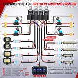 Nilight 16AWG 14AWG 12AWG LED Light Bar Wiring Harness Kit 12V On/Off 4 Gang Rocker Switch Panel Power Relay Blade Fuse 5Pin Toggle Switches for Cars Boat ATV Trucks-8 Leads, view 3