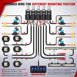 Nilight 16AWG 14AWG 12AWG LED Light Bar Wiring Harness Kit 12V On/Off 5 Gang Rocker Switch Panel Power Relay Blade Fuse 5Pin Toggle Switches for Cars Boat ATV Trucks-10 Leads, view 3
