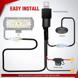 Nilight 16AWG Amber White Light Bar Wire Harness Kit 1 Lead W/ 12V On Off Switch | 2 Fuses | 3 Spade Connectors, view 4