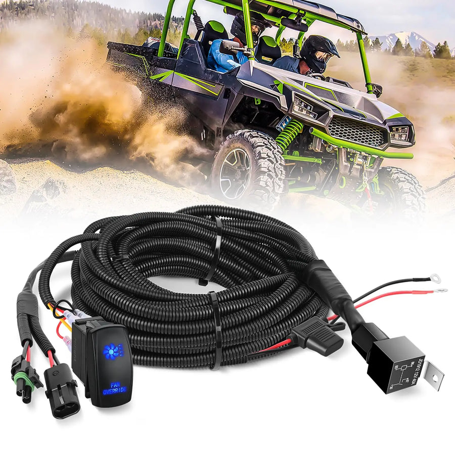 Nilight 16AWG ATV UTV Fan Override Switch Kit with Relay LED Blue Light 5PIN Rocker Switch