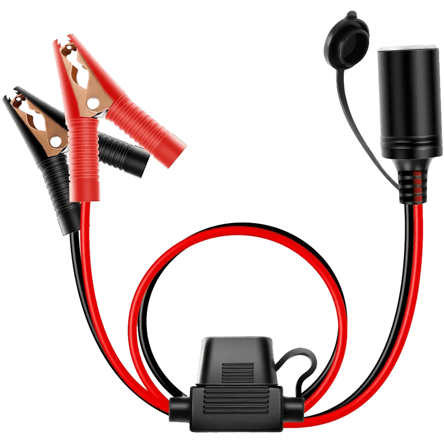 Nilight 16AWG Extension Cord Plug Socket With Battery Clamp Fuse Holder
