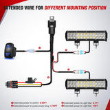 Nilight 16AWG Lighted Whip Wiring Harness Kit with Pulse Power Plug | Connector 12V On Off 5Pin Rocker Switch Relay Fuse for Polaris RZR General Ranger Pulse Bus bar - 2 Leads Blue, view 4