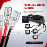 Nilight 16AWG Wire Harness 4 Leads W/ 2 Gang Rocker Switch | 6 Fuses | 8 Spade Connectors, view 5