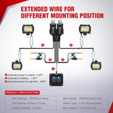 Nilight 16AWG Wire Harness 4 Leads W/ 2 Gang Rocker Switch | 6 Fuses | 8 Spade Connectors, view 6