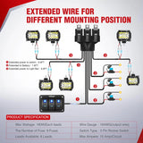 Nilight 16AWG Wire Harness 6 Leads W/ 3 Gang Rocker Switch | 9 Fuses | 12 Spade Connectors, view 6