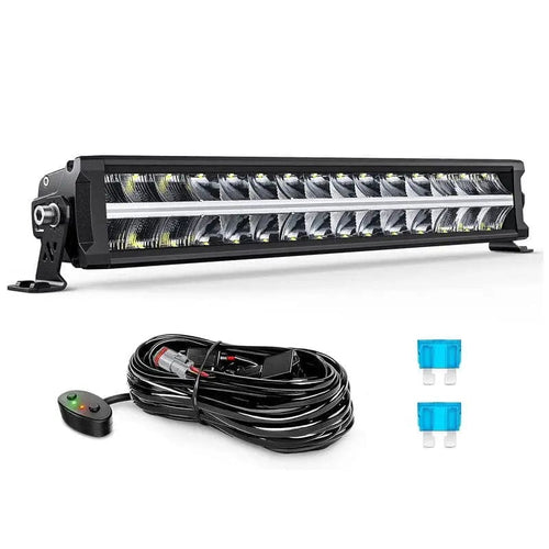 Nilight 16 Inch 120W 12400LM Anti-Glare Spot Flood DRL LED Light Bar Kit | 16AWG Wire DT Switch