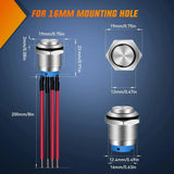 Nilight 16mm 12V Waterproof ON Off Latching Push Button Switch, view 2