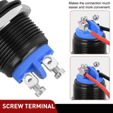 Nilight 16mm Momentary Push Button Switch 12V Waterproof Black Metal Round Starter Power Switches 2PCS 2 Pin Screw Terminal for Car Truck Horn Boat Marine RV Vehicle, view 3