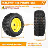 Nilight 16x6.50-8 Lawn Mower Tires, 16 Inch Pneumatic Rubber Tire with 3/4 Inch Axle Bore & 3 Inch Hub Length, Air-Filled Replacement Wheels for Riding Lawn Mowers, 2 Pack, view 3