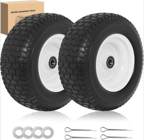 Nilight 16x6.50-8 Solid Lawn Mower Tires, Flat Free Polyurethane Replacement Wheels with 1 Inch Axle Bore & 3 Inch Centered Hub, Heavy Duty Riding Mower Tire, 2 Pack