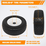 Nilight 16x6.50-8 Solid Lawn Mower Tires, Flat Free Polyurethane Replacement Wheels with 1 Inch Axle Bore & 3 Inch Centered Hub, Heavy Duty Riding Mower Tire, 2 Pack, view 3
