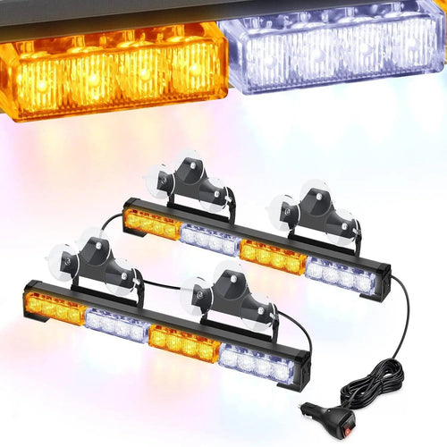 Nilight 17 Inch 32 Leds 2 In 1 Traffic Advisor Emergency Strobe Amber White Light Bar