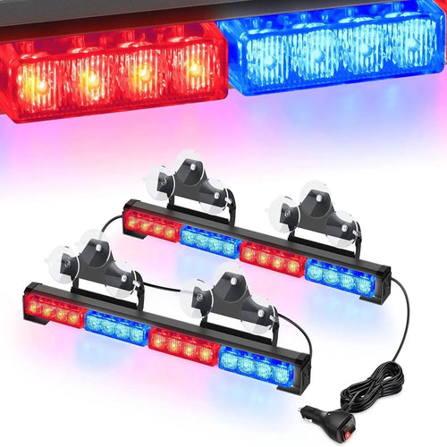 Nilight 17 Inch 32 Leds 2 In 1 Traffic Advisor Emergency Strobe Blue Red Light Bar