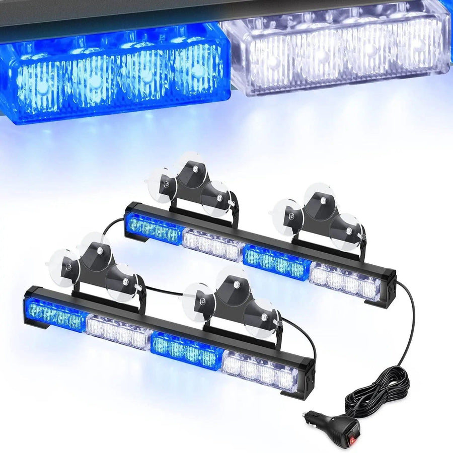 Nilight 17 Inch 32 Leds 2 In 1 Traffic Advisor Emergency Strobe Blue White Light Bar