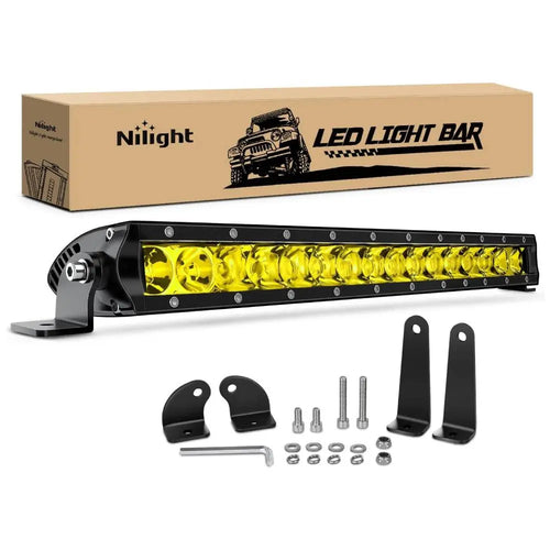 Nilight 17 Inch 80W 8000LM Amber Slim Spot Flood Led Light Bar | 2 Style Mounts