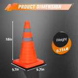 Nilight 18 Inch Collapsible Traffic Safety Cones 4 Pack - Bright Orange Parking Cones with Reflective Collars for Roadside Emergency, Parking, Driving Practice, view 2