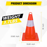 Nilight 18 inch Traffic Safety Cones, 8 Pack Durable PVC Orange Cones with Reflective Collars for Road Safety, Parking, Construction Work, Sports Training, view 2