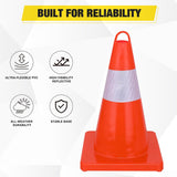 Nilight 18 inch Traffic Safety Cones, 8 Pack Durable PVC Orange Cones with Reflective Collars for Road Safety, Parking, Construction Work, Sports Training, view 3