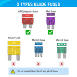 Nilight 180 Pcs Automotive Blade Fuse Kit Standard Mini Fuse Assortment 5A 7.5A 10A 15A 20A 25A 30A 35A 40A with Fuse Puller & Circuit Tester Essential Replacement Fuses for Cars Trucks SUVs, view 2