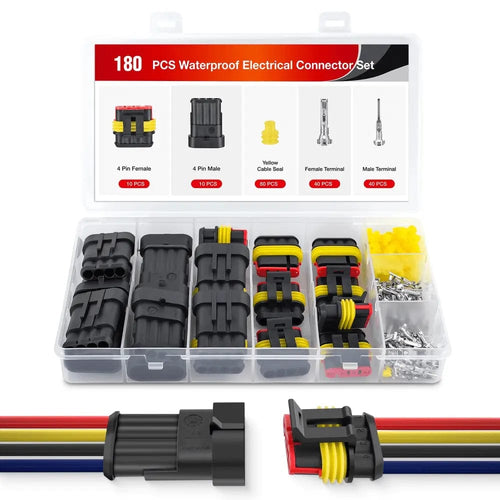 Nilight 180PCS 4 Pin Electrical Connector ‎Plug Male Female Terminal Wire Connector