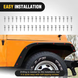 Nilight 1987 1988 1989 1990 1991 1992 1993 1994 1995 Jeep Wrangler YJ Front Rear Fender Flares Kit, view 5