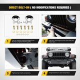 Nilight 1987-2006 Jeep Wrangler TJ & YJ Front Bumper Rock Crawler Bumper with 2Pcs LED Lights Winch Plate 2Pcs D-Rings Upgraded Textured Black, view 2
