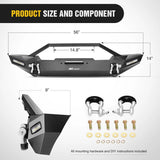 Nilight 1987-2006 Jeep Wrangler TJ & YJ Front Bumper Rock Crawler Bumper with 2Pcs LED Lights Winch Plate 2Pcs D-Rings Upgraded Textured Black, view 3