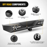 Nilight 1987-2006 Jeep Wrangler TJ YJ Rear Bumper Rock Crawler Bumper with Hitch Receiver 2Pcs Upgraded 40W LED Lights Off Road Textured Black, view 4
