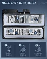 Nilight 1988 1989 1990 1991 1992 1993 1994 1995 1996 1997 Chevrolet GMC C10 C/K 1988-1999 Silverado Suburban Sierra Blazer Tahoe Yukon DRL Headlight Assembly Chrome Case, view 2
