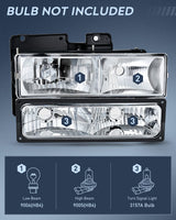 Nilight 1988 1989 1990 1991 1992 1993 1994 1995 1996 1997 Chevrolet GMC C10 C/K 1988-1999 Silverado Suburban Sierra Blazer Tahoe Yukon Headlight Assembly Chrome Housing, view 2