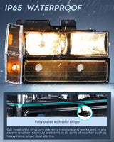 Nilight 1988 1989 1990 1991 1992 1993 Chevrolet GMC C/K 1988 1989 1990 1991 1992 1993 Silverado Suburban Sierra Blazer Tahoe Yukon Headlight Assembly Black Case Amber Reflector, view 4