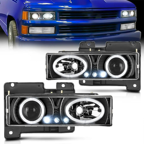 Nilight 1988 1989 1990 1991 1992 1993 1994 1995 1996 1997 1998 Chevy/GMC C10 C/K 1994 1995 1996 1997 1998 1999 Tahoe 1992 1993 1994 Blazer 1992 1993 1994 1995 1996 1997 1998 1999 Yukon Suburban Headlight Assembly Black Housing Clear Lens