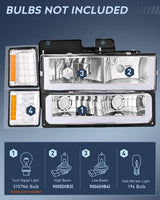 Nilight 1994 1995 1996 1997 1998 Chevy Silverado 1500 2500 3500 Headlight Assembly Chrome Case Clear Reflector, view 2