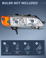 Nilight 1994 1995 1996 1997 Honda Accord Headlight Assembly Chrome Housing Amber Reflector Clear Lens, view 2