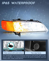 Nilight 1994 1995 1996 1997 Honda Accord Headlight Assembly Chrome Housing Amber Reflector Clear Lens, view 4