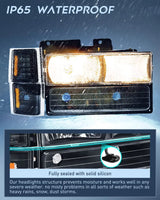 Nilight 1994 1995 1996 1997 1998 Chevy Silverado Tahoe Suburban C10 C/K 1500 2500 3500 Headlight Assembly Black Case Amber Reflector, view 4