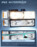 Nilight 1994 1995 1996 1997 1998 Chevy Silverado Tahoe Suburban C10 C/K 1500 2500 3500 Headlight Assembly Chrome Case Amber Reflector, view 4