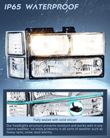 Nilight 1994 1995 1996 1997 1998 Chevy Silverado Tahoe Suburban C10 C/K 1500 2500 3500 Headlight Assembly Chrome Case Clear Reflector, view 4