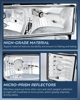 Nilight 1994 1995 1996 1997 1998 Chevy Silverado Tahoe Suburban C10 C/K 1500 2500 3500 Headlight Assembly Chrome Case Clear Reflector, view 6