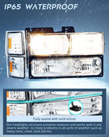 Nilight 1994 1995 1996 1997 1998 GMC Suburban Yukon Sierra C/K Series 1500 2500 3500 Headlight Assembly Chrome Case Amber Reflector, view 4