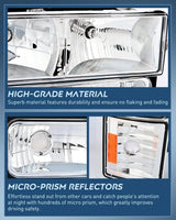 Nilight 1994 1995 1996 1997 1998 GMC Suburban Yukon Sierra C/K Series 1500 2500 3500 Headlight Assembly Chrome Case Amber Reflector, view 6