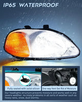 Nilight 1996 1997 1998 Honda Civic Headlight Assembly Chrome Case Amber Reflector Clear Lens, view 4