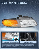 Nilight 1996 1997 1998 1999 Chrysler Town & Country Dodge Grand Caravan Plymouth Grand Voyager Headlight Assembly Chrome Case Amber Reflector, view 4