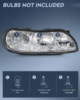Nilight 1997 1998 1999 2000 2001 2002 2003 Chevy Malibu 2004 2005 Chevy Classic 1997 1998 1999 Oldsmobile Cutlass Headlight Assembly Chrome Case Reflector Clear Lens, view 2
