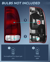 Nilight 1997 1998 1999 2000 2001 2002 2003 Ford F150 1997 1998 1999 Light Duty 1999 2000 2001 2002 2003 2004 2005 2006 2007 Ford Super Duty Taillight Assembly Dark Red Rear Lamp Replacement OE Style Passenger Side, view 2