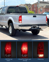 Nilight 1997 1998 1999 2000 2001 2002 2003 Ford F150 1997 1998 1999 Light Duty 1999 2000 2001 2002 2003 2004 2005 2006 2007 Ford Super Duty Tail light Assembly Red Housing Rear Lamp Replacement OE Style Driver Passenger Side, view 3