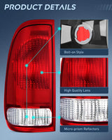 Nilight 1997 1998 1999 2000 2001 2002 2003 Ford F150 1997 1998 1999 Light Duty 1999 2000 2001 2002 2003 2004 2005 2006 2007 Ford Super Duty Tail light Assembly Red Housing Rear Lamp Replacement OE Style Driver Side, view 5