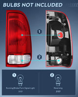 Nilight 1997 1998 1999 2000 2001 2002 2003 Ford F150 1997 1998 1999 Light Duty 1999 2000 2001 2002 2003 2004 2005 2006 2007 Ford Super Duty Tail light Assembly Red Housing Rear Lamp Replacement OE Style Passenger Side, view 2